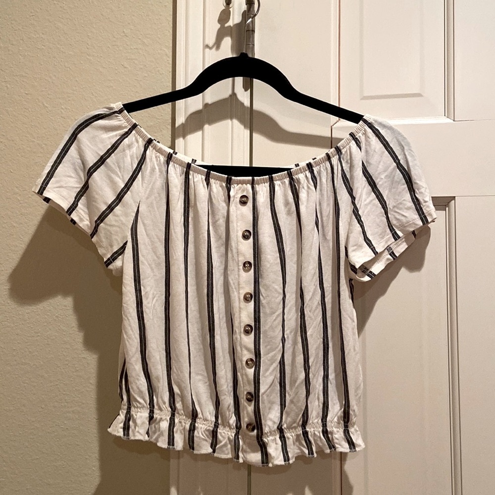 H&M striped off shoulder top